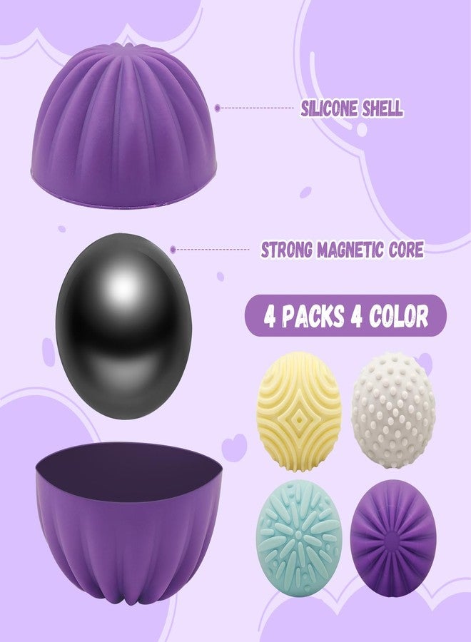 Beofinest Magnetic Stress Relief Balls with Silicone Shell, Fidget Toys, 4 Pieces of 1.17" Magnetic Balls for Adults, Desk Fidgets Toys for Office Stress/ Anxiety Relief, Holiday Stuffer Present - Image 2